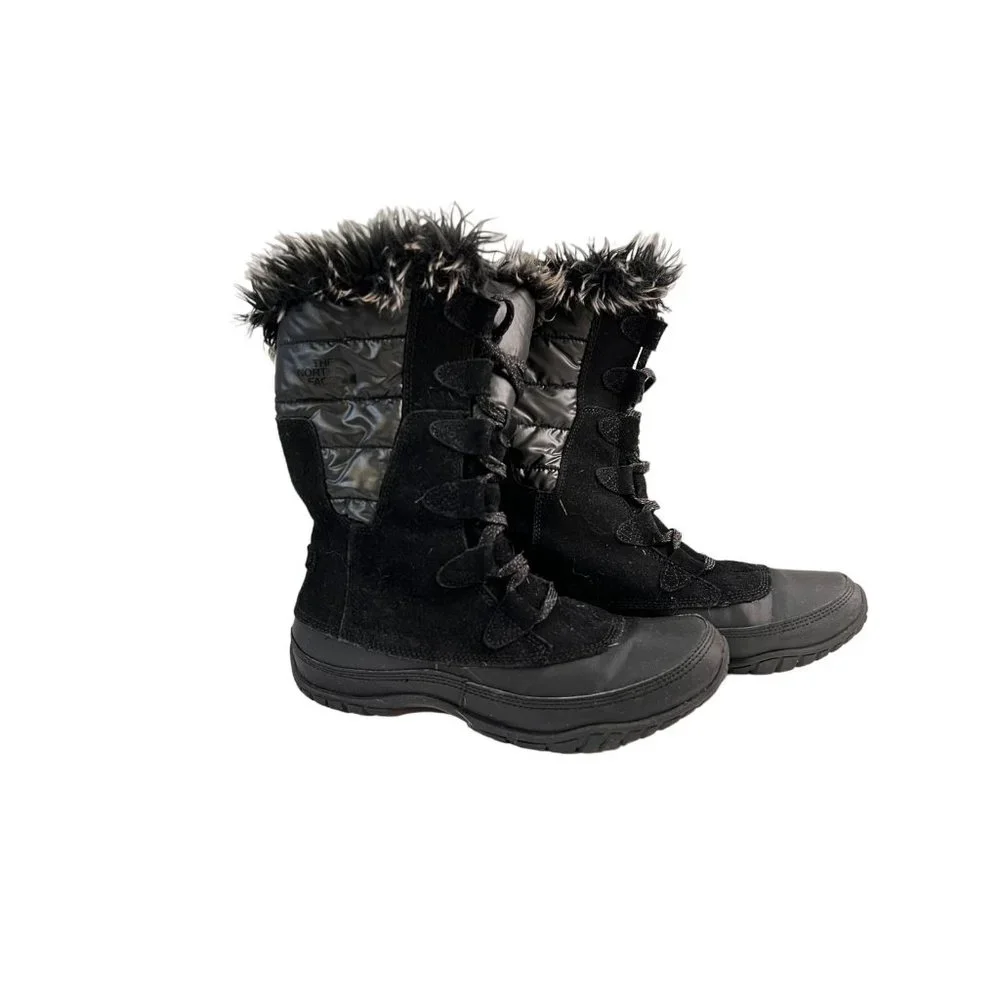 The North Face Nuptse Purna Women Sz 7‎ Black Mid Winter 620179 Boot 200 Grams
